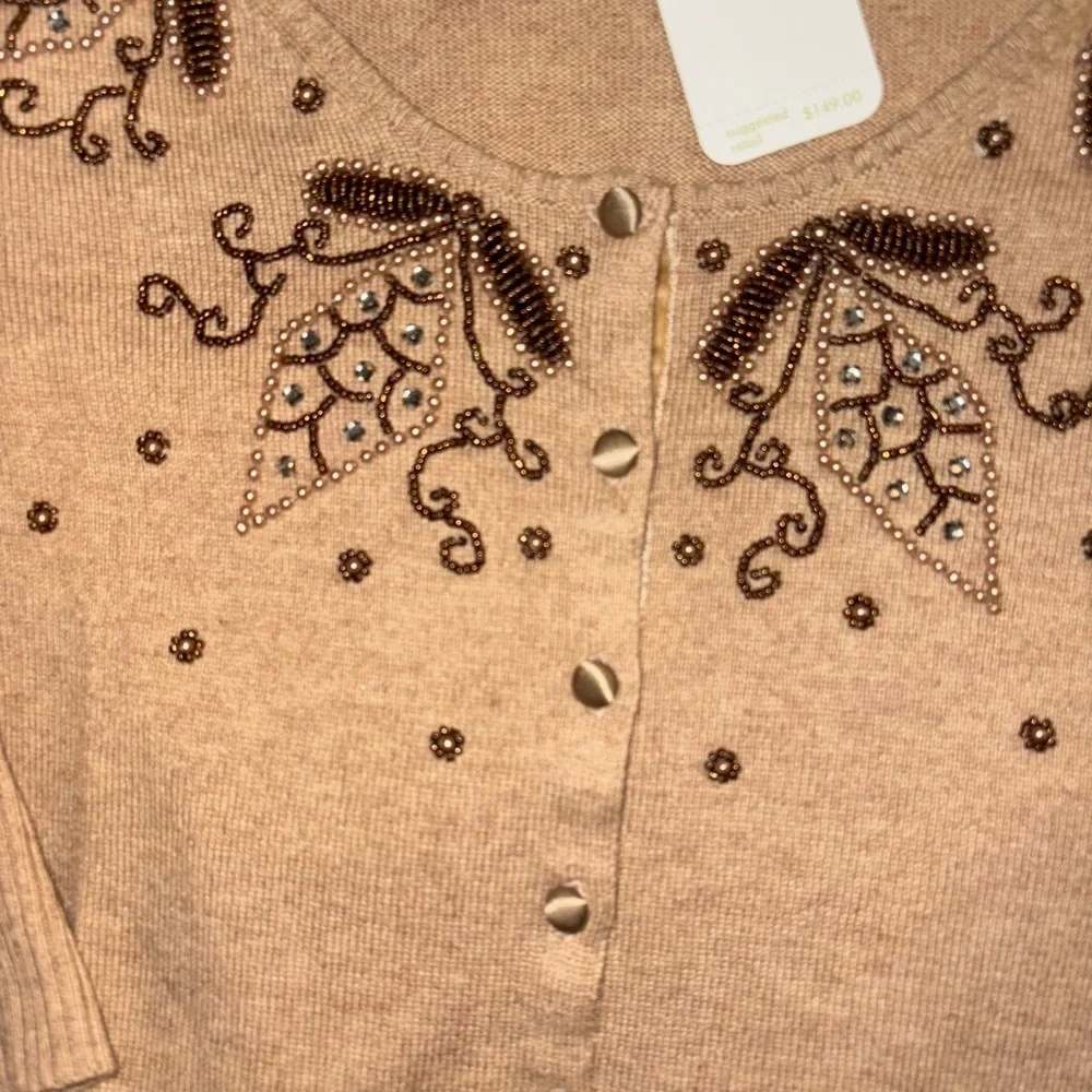 Silk Cotton Cashmere Sigrid Cardigan with Beaded Embroidery NWT